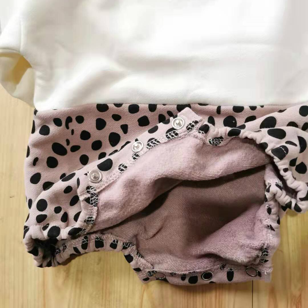 Bébé fille body imprimé léopard en peluche une-pièce bébé motif épissage paquet petites filles vêtements
