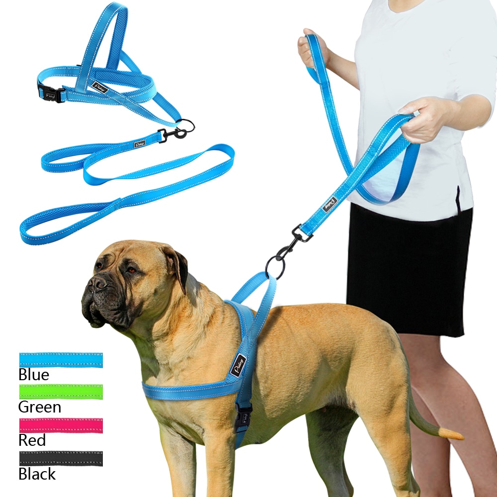 Conjunto de Correa y arnés reflectante sin tirones para perro, chaleco para mascotas de plomo para perros pequeños y grandes, Perfecto para el entrenamiento diario XXS-L caminar