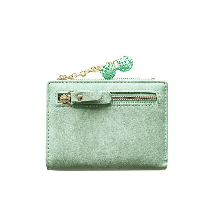 Cute Wallets PU Women Wallets Short wallet Student Coin Purse Card Holder Ladies Clutch Bag Cat Small Female Purse: Light Green