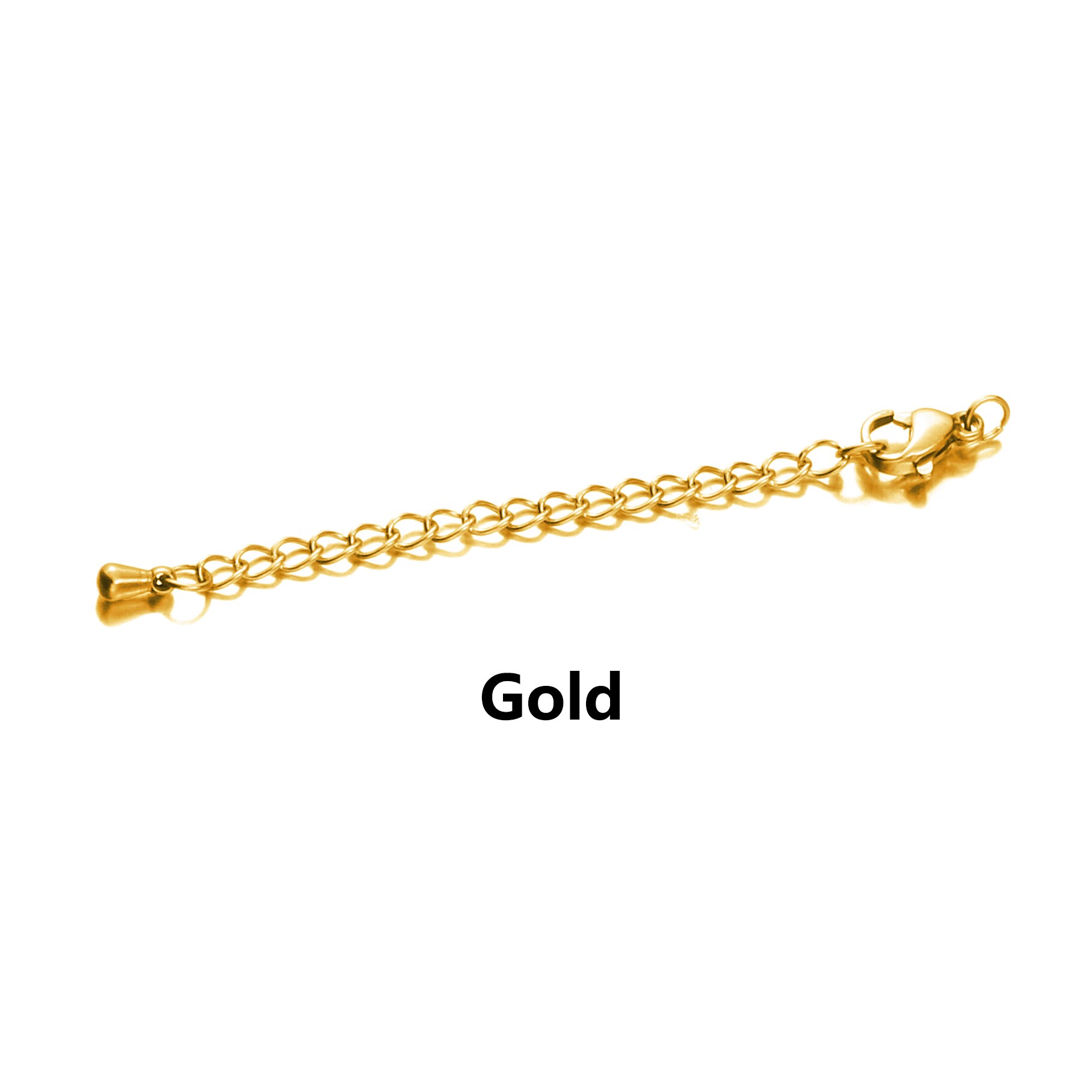 10Pcs Rvs Uitgebreide Uitbreiding Staart Drip Chain Kreeft Sluitingen Connector Diy Sieraden Maken Bevindingen Armband Ketting: Gold