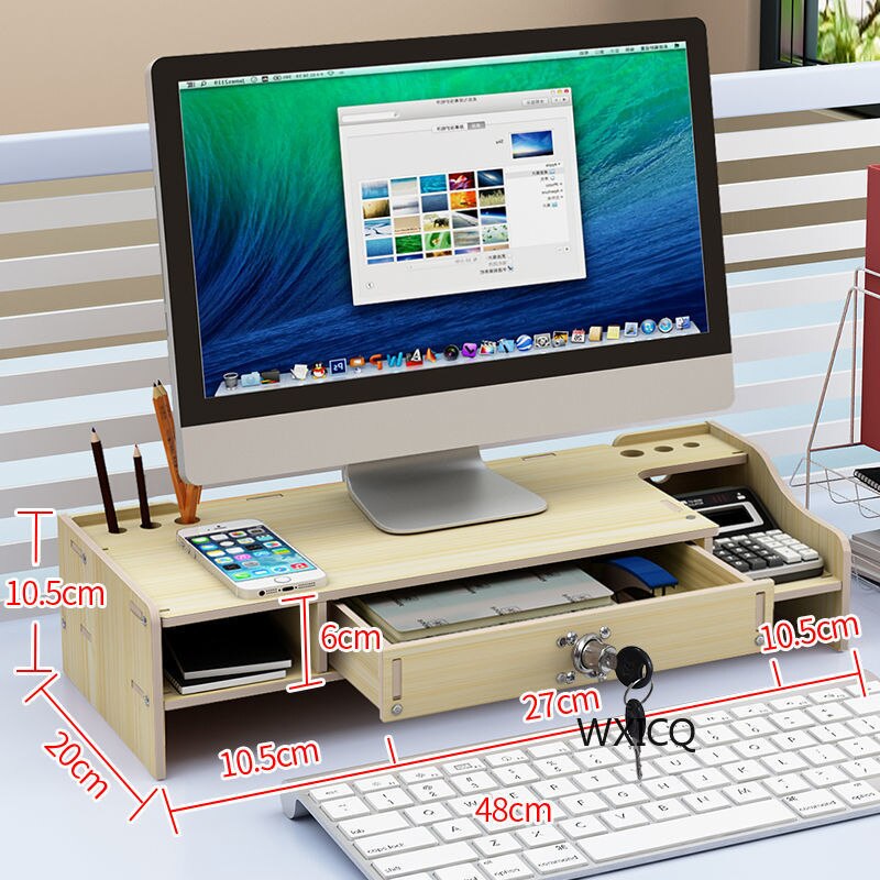 Computer Monitor Increase Rack Bracket File Rack Wooden Office Desk Storage Finishing Rack Shelf Storage Box Office Accessories