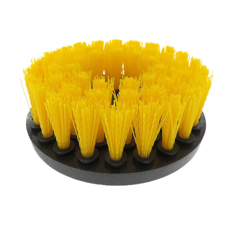 4/5/6- tommers hulbor rengjøringsbørste  m10- tråds kraftskrubb for lær, plast, tremøbler, bad, bilinteriør: S / Gul