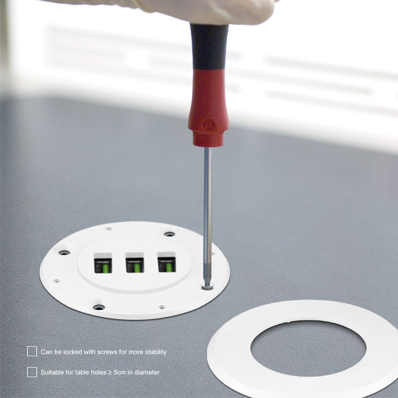 3 Ports USB 2.0 Hub Desktop Embedded USB Converter For Laptop PC Computer 50mm Grommet Hole In-Desk Mounting USB 2.0 Splitter