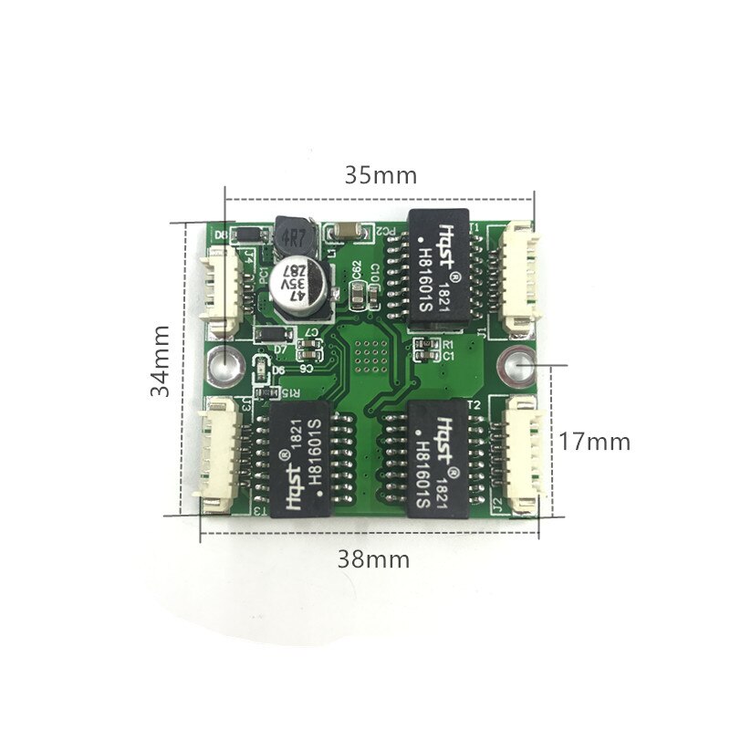 38*34 Mini mini debole box di cablaggio di rete scatola di 5 V 12 V 3/4 porta 3 vie 10/ 100 Mbps built-in switch di rete modulo switch di rete