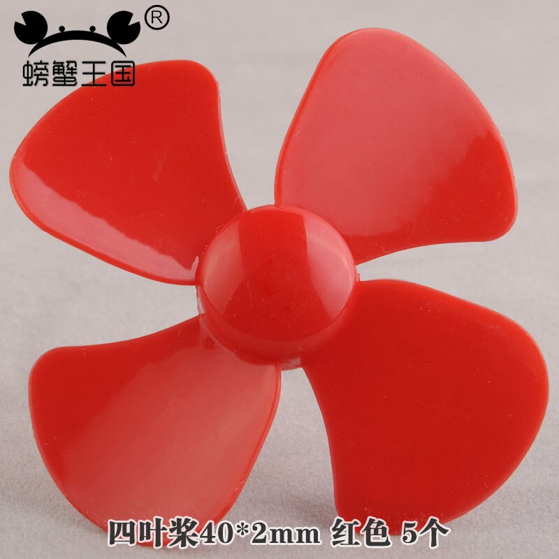 5pcs/lot DIY Toys RC Boat four Blades Paddle plastic Boat Propeller Aircraft model making accessories: red 40x2mm