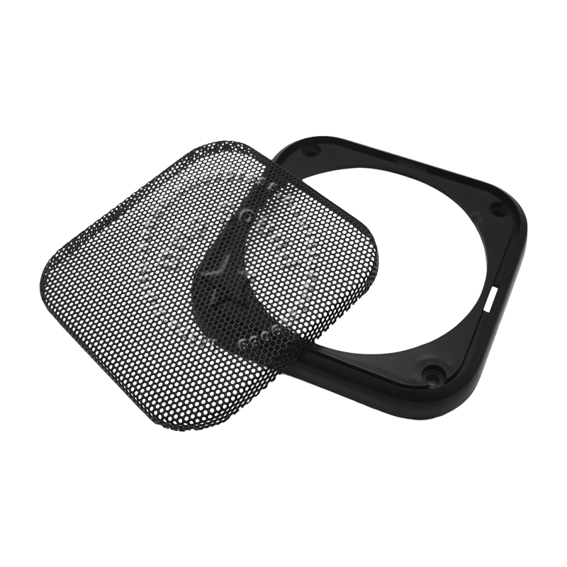 Couvercle de grille de haut-parleur carré, maille métallique circulaire décorative en plastique, filet de protection de calandre, noir et beige, 108x108mm, 4 po