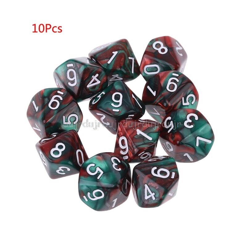 10pcs/set 10 Sided D10 Polyhedral Dices Numbers Dials Desktop Table Board Game N01 19: 2