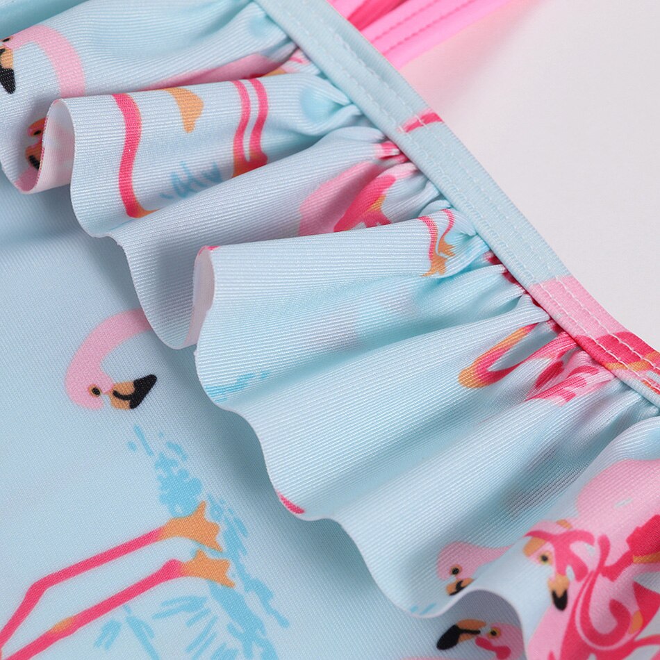 2-8 Years Girl Swimwear Kids Flamingo One Piece Girl Swimsuit Ruffle Little Girl Bathing Suit Toddler Children Swimwear Monokini
