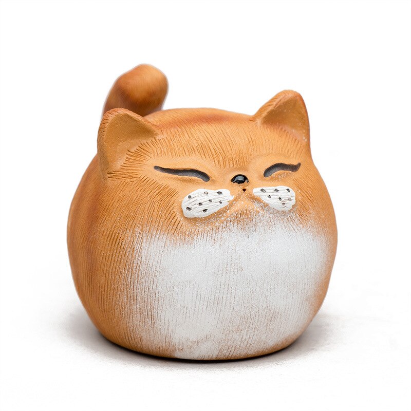 Yixing purple sand tea pet cat sculpture personality clay painting lucky cat ornaments tea playing tiger