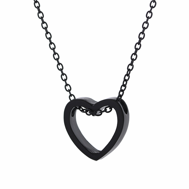 Hart Ketting Voor Vrouwen Black Gold Sliver Kleur Metal Hollow Eenvoudige Sieraden Hanger Huwelijkscadeau: 3