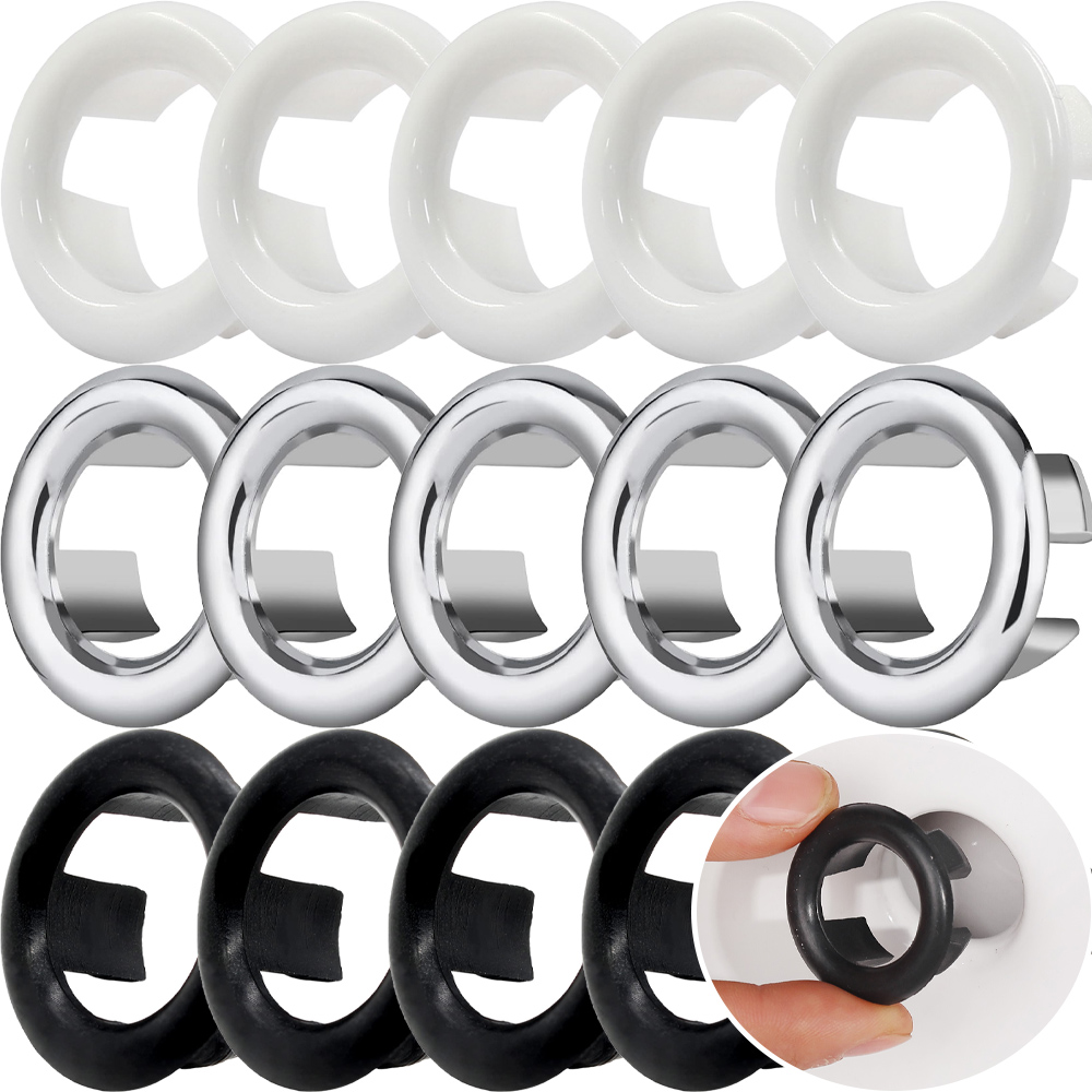 1/20pcs Plastic Bathroom Kitchen Basin Sink Overflow Cover Ring Insert Replacement Chrome Hole Round Drain Caps Basin Plug