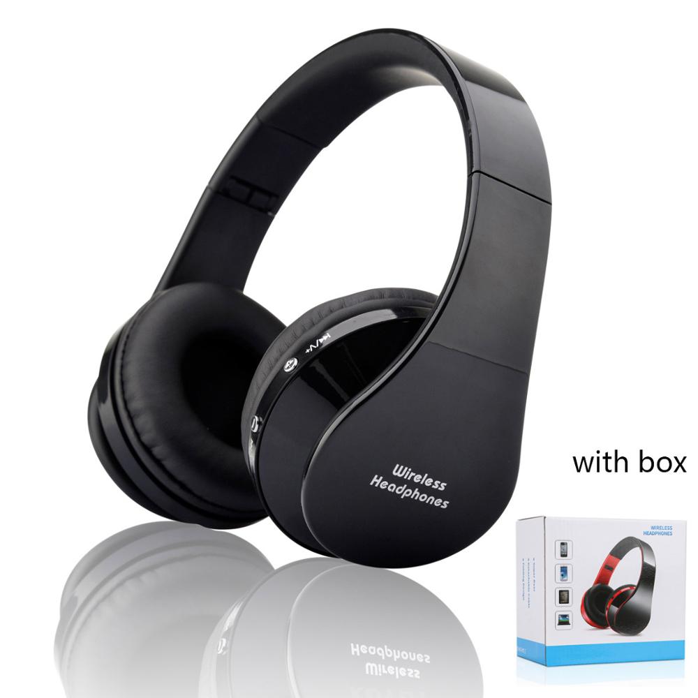 Wireless Bluetooth Headset Headphones Stereo Foldable Sport Earphone bluetooth earphone Microphone headset and earhook 2: Black with box