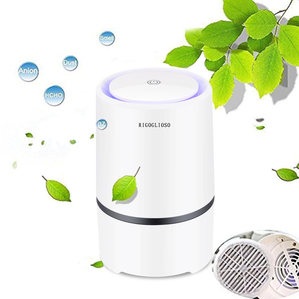 RIGOGLIOSO Air Purifier Air Cleaner for Home HEPA Filters 5V USB Cable Low Noise Air Purifier with Night Light Desktop GL2103