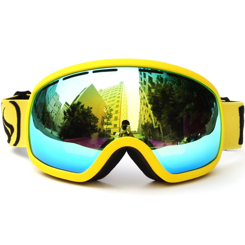 Benice Ski Goggle Sneeuw Bril/Uv-Bescherming Multi-color Dubbele Anti-Fog Lens Snowboard skiën Goggle Met Gratis Tas: Geel