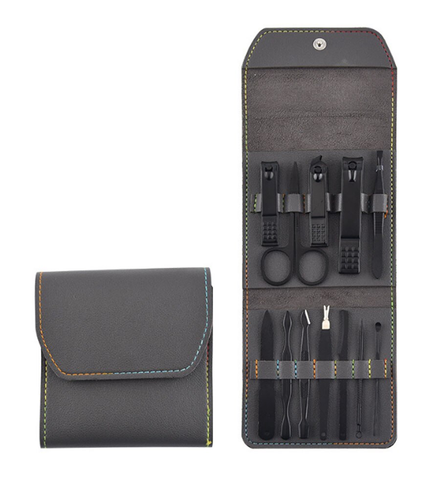 Rose Pink Sharp Nail cutter Pedicure Scissors Set Stainless Steel Eagle Hook Portable Manicure Nail Clippaer Tool Set: Grey 12pcs