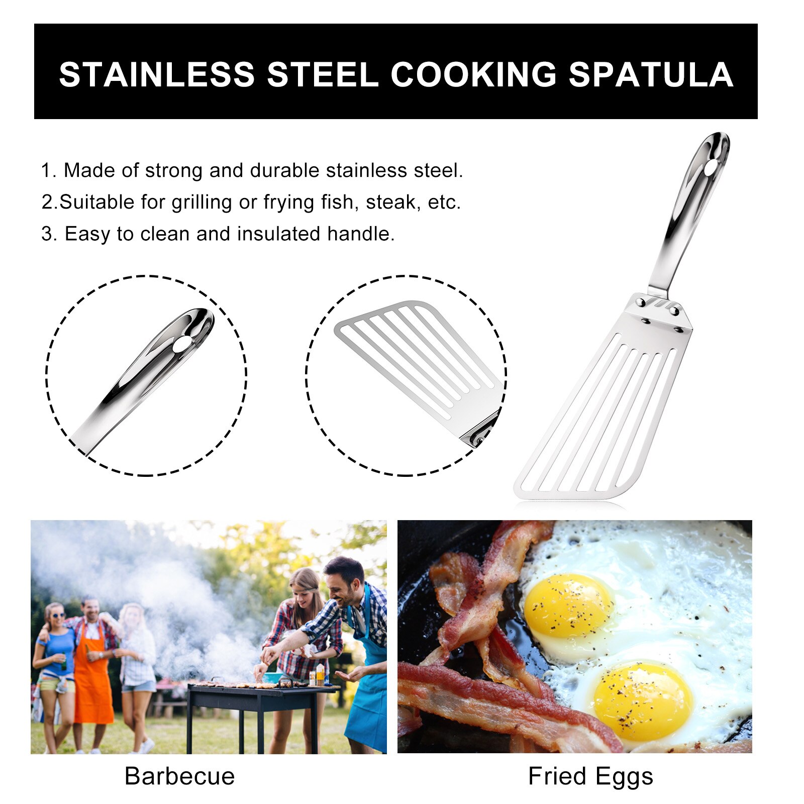 304 stainless steel multi-purpose shovel household stainless steel cooking shovel fried fish fried steak drain shovel