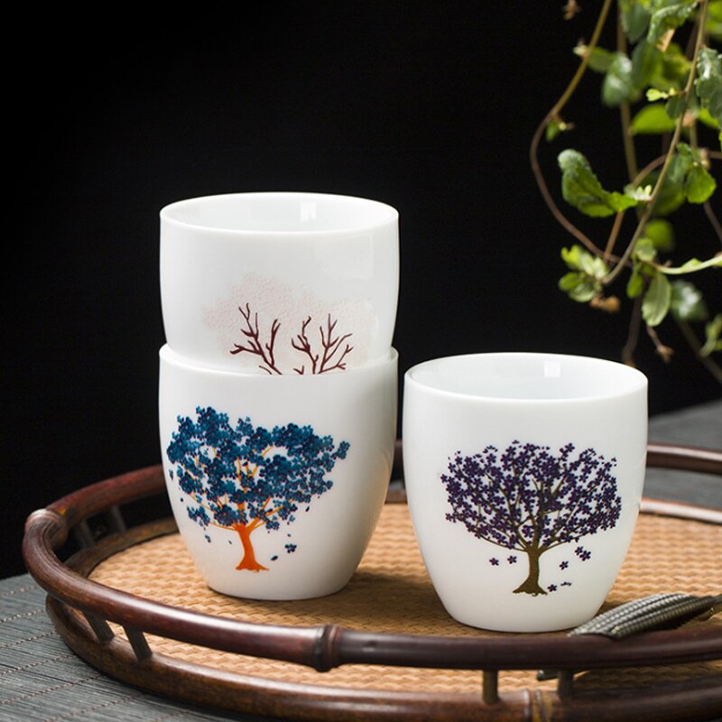 Creatieve Japanse Magic Sakura Theekopje Koude Temperatuur Verkleuring Kleur Veranderende Thee Cup Bloem Keramische Kung Fu Thee Set