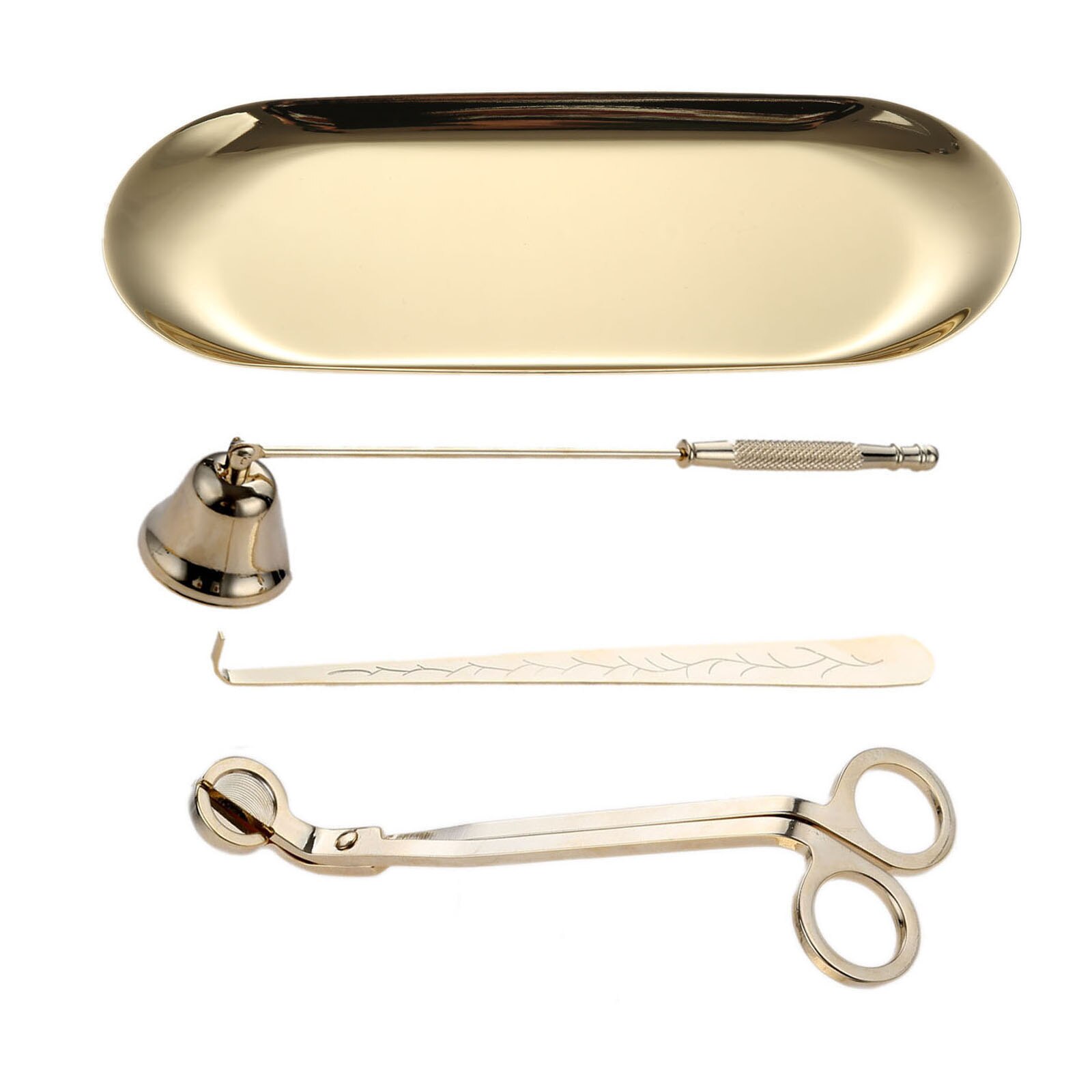 4pcs Candle Care Kit Candle Wick Trimmer Candle Wick Dipper Candle Snuffer Storage Tray Candle Scissor Home Decoration: b