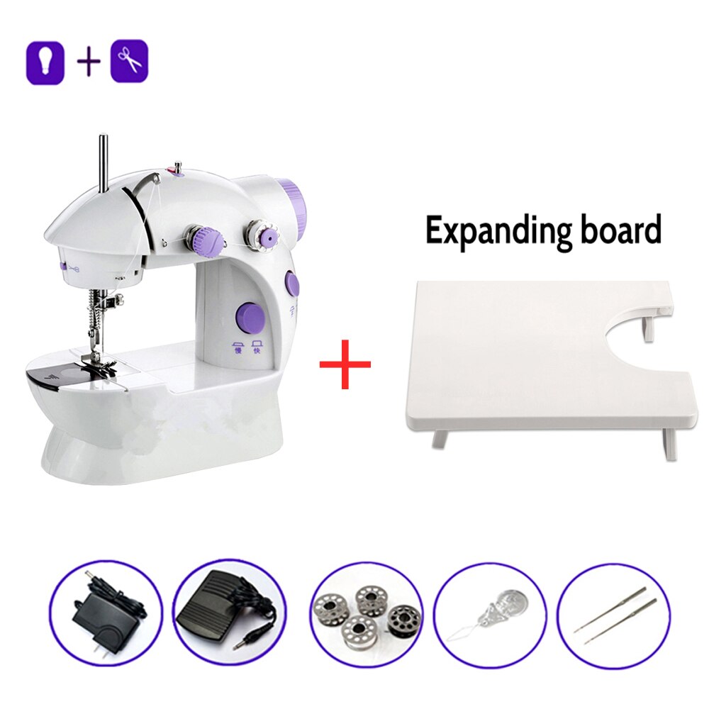 Mini Electrical Sewing Machine Household Portable Sewing Tailor With Lamp Thread Cutter Dual Speed Adjust Desktop Sewing Machine: Parcel 2  and  board