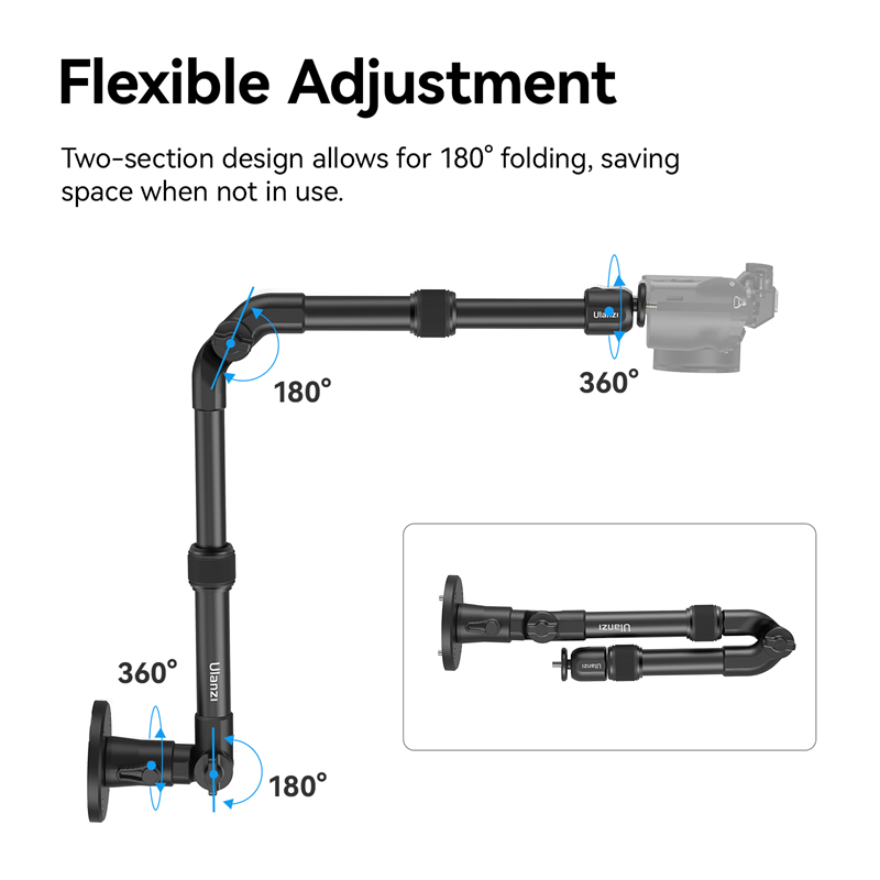 Ulanzi ZJ04 Heavy Articulated Magic Arm Camera Wall Mount with 360° Ball Head for DSLR Camera Overhead Video Webcam Tablet Phone