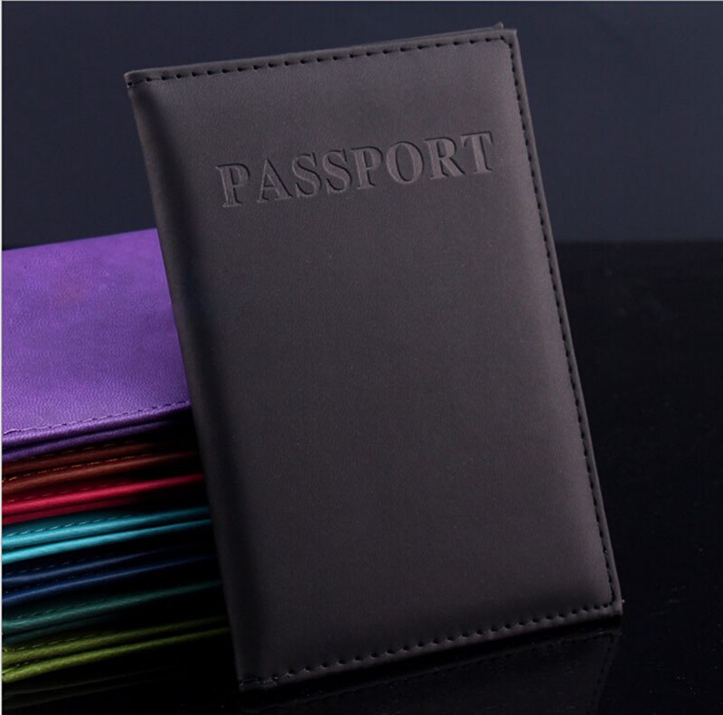 Artificial Leather Women Passport Holder Couple Models Women's Travel Passport Cover Unisex Card Case Man Card Holder: Black