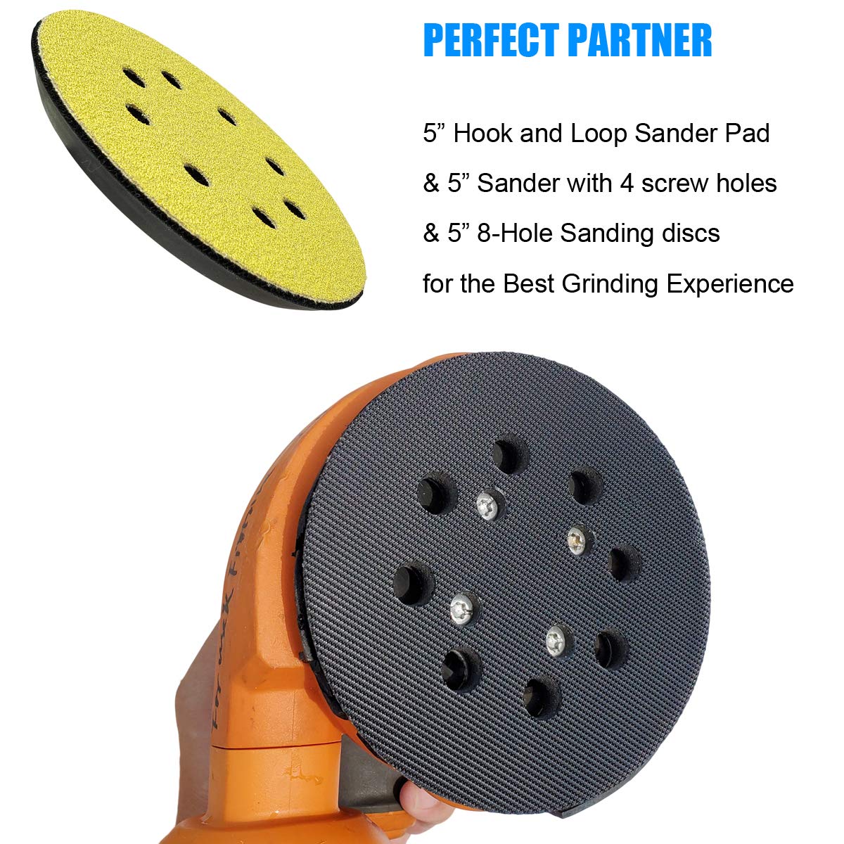 5" 8-Hole Hook and Loop Backing Plate Replacement Sanding Pad for Ridgid R2600 and R2601 Craftsman Milwaukee Random Orbit Sander