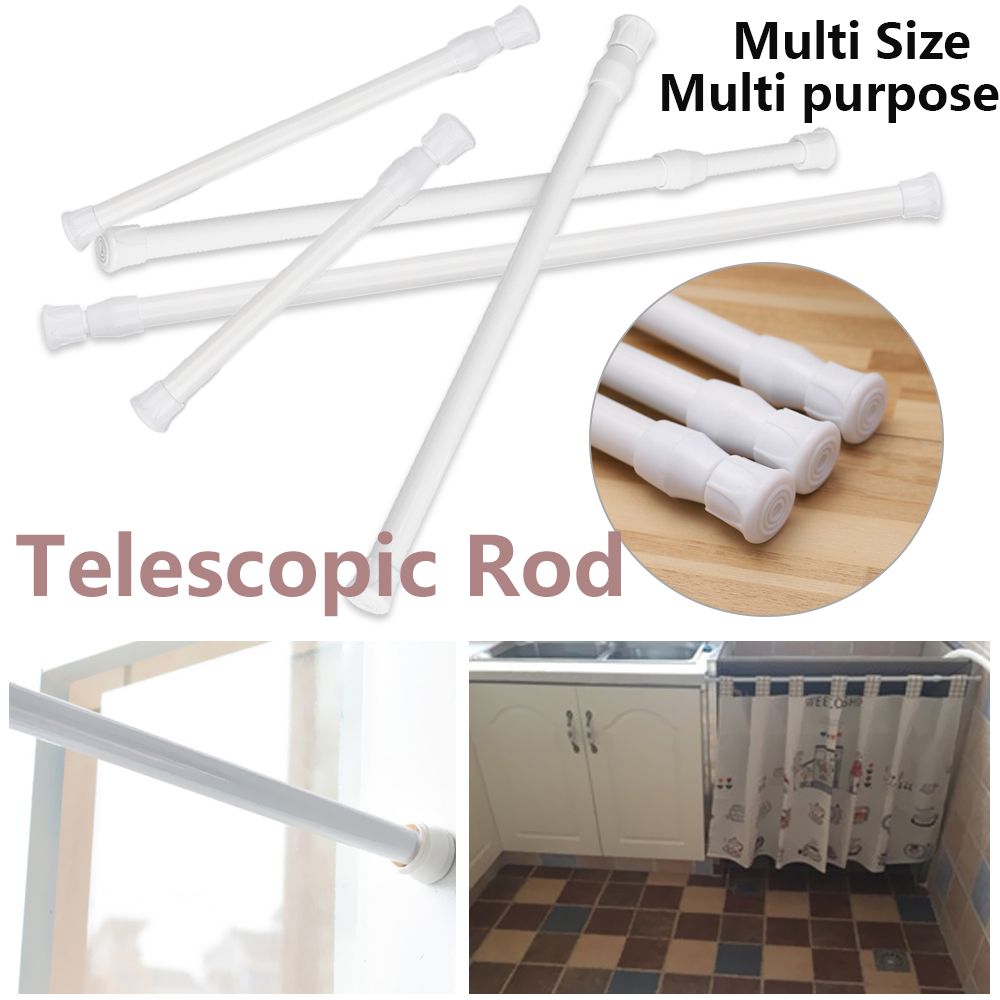 Multi Purpose Spring Loaded Extendable Telescopic Net Tension Curtain Rail Pole Hanger for Curtain Wardrobe 13cm Diameter