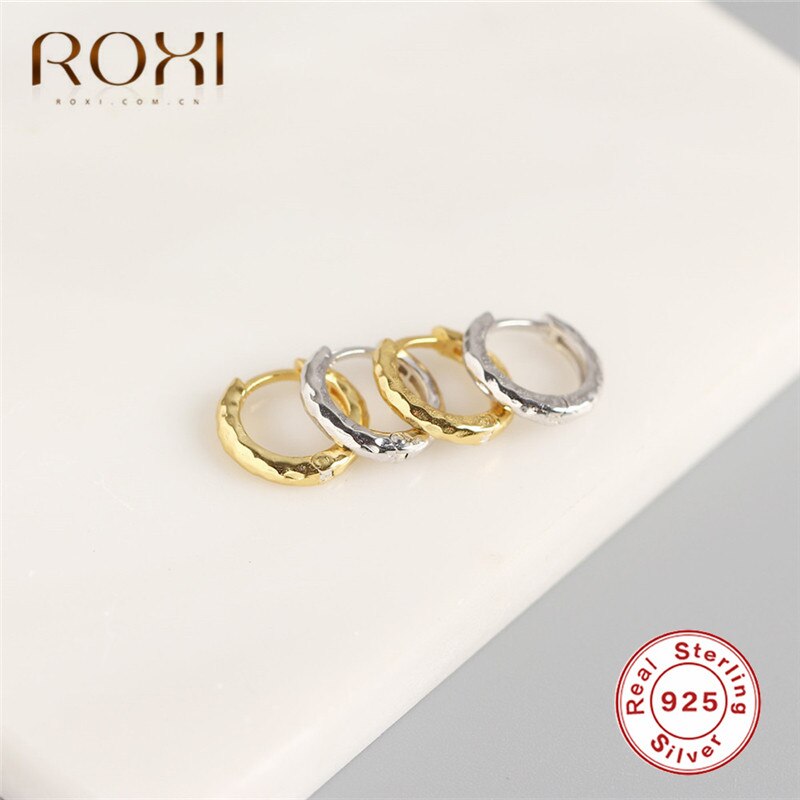 ROXI 925 Sterling Silver Simple Round Stud Earrings for Women Geometric Circle Earrings Personality Irregular Korean Earrings