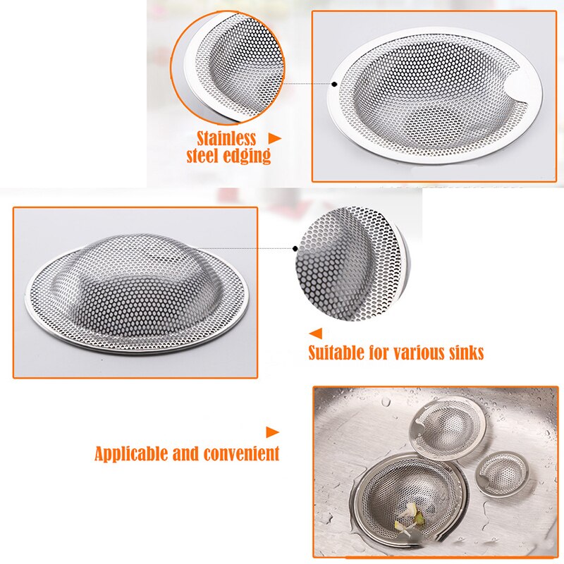 5cm/7cm/10cm køkkenvaskfilter afløbshul filterfælde metalvaskfilter rustfrit stål badekar dræn affaldsskærm