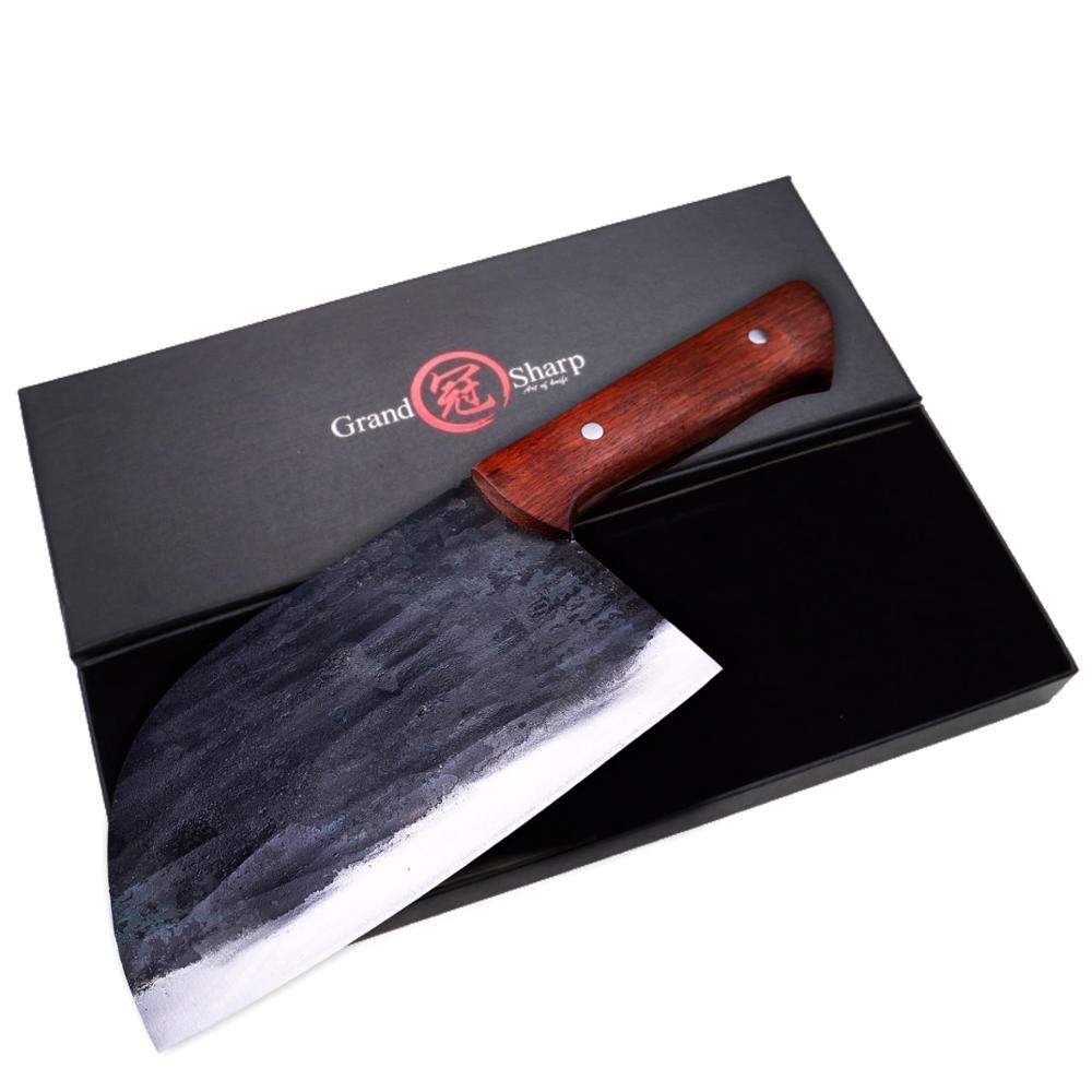 Hand forged Chef Knife BBQ Tools Kitchen Knives High carbon Steel Butcher Knife Chinese Cleaver Vegetables Cutting Box