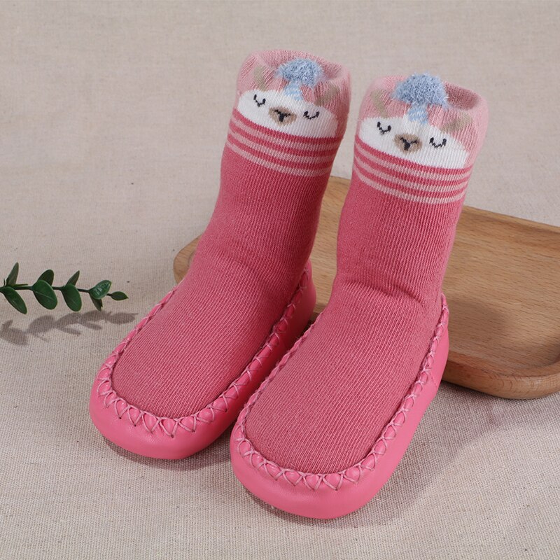Antiskli sokker til babygutt småbarn tøfler babysokk sko babysokker med gummisåler frotté tykke gulvsokker morsomt dyr: C3 / Innersåle 11.5cm