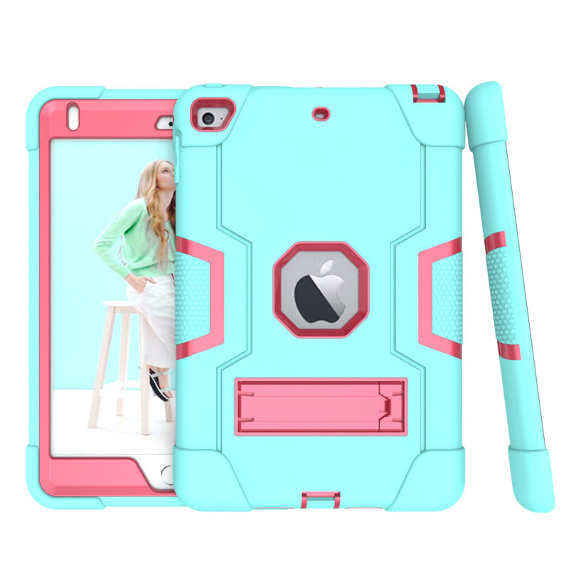 Armor Case Voor Ipad 4 3 2 9.7 Heavy Duty Silicone Tpu + Pc Hard Stand Shock Proof + screen Protector IP71: Roze