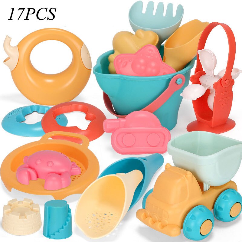 Giocattoli per bambini Soft Beach giocattoli castello modello sabbia pala secchio per giocare nella sabbia protezione ambientale giocattoli d&#39;acqua dolce: E-17PCS