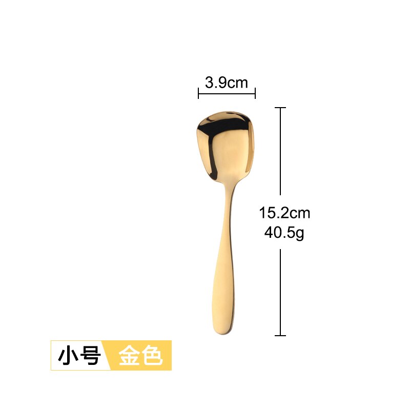 Buyer Star Stainless Steel Square Spoon S M L Rice Spoon Set Dinner Sponn Tableware For Kids &amp; Adult Kitchen Accessory: Gold Small Size