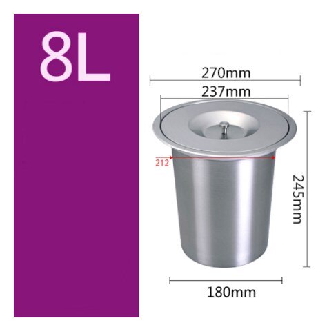 Poubelle en acier inoxydable 8L avec poubelle intégrée pour Bar de cuisine: BM158-01