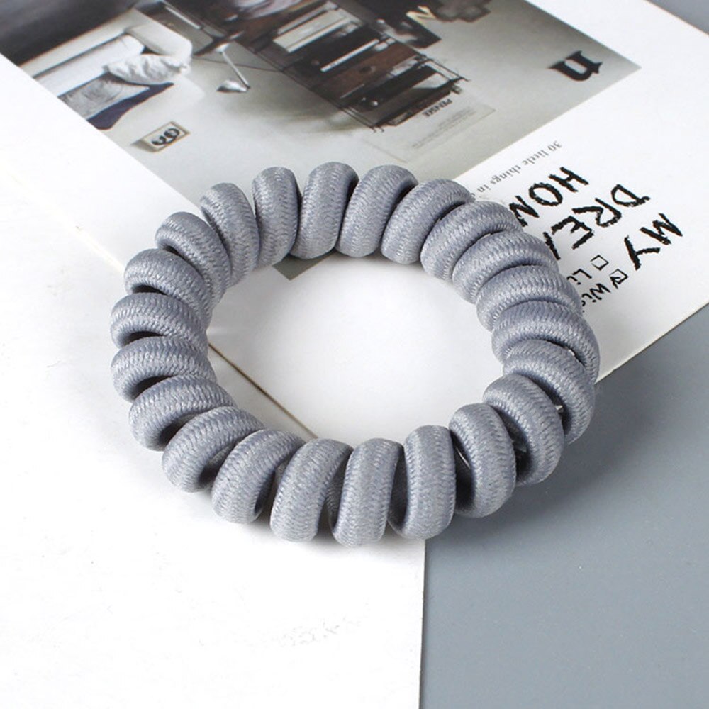 Bandeau élastique pour femme et fille, 1 pièce, 7 couleurs, corde, fil de téléphone, accessoires pour cheveux: GRAY