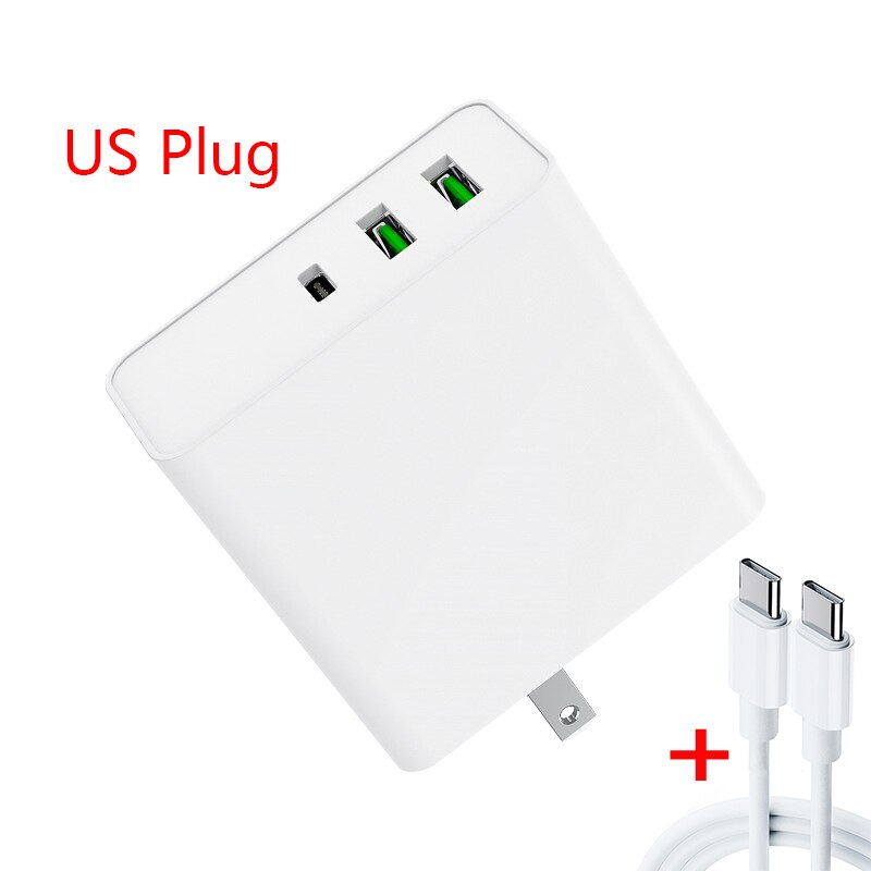 USB Quick Charge 65W USB Charger Fast Wall Charger for Samsung For Huawei For iPhone usb c cable pd charge quick charge: White  US  C2C