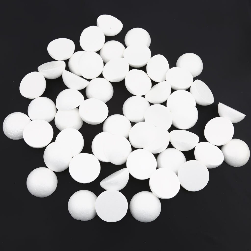 60 Piece Half Round Polystyrene Styrofoam Foam Ball for Kids DIY Painting Model Making Crafts Christmas Ornaments(5cm, 10cm)
