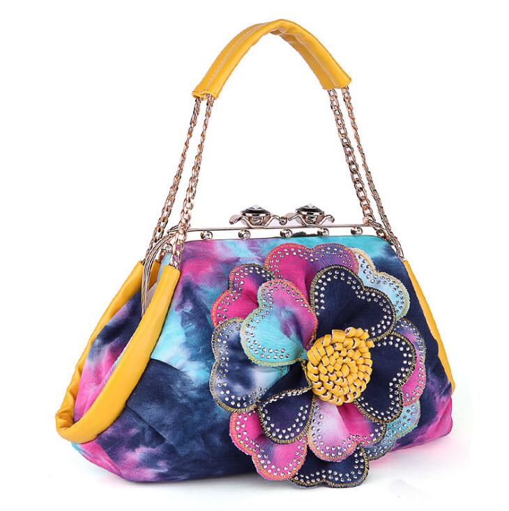 neue Frauen Handtasche Bunte Blume frauen Tote Frauen Messenger Taschen Damen Schulter Tasche Bolsas LB867: Gelb