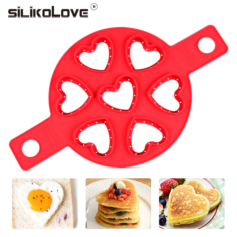 Nonstick pandekager maker silikone køkken pandekage skimmel æg madlavning værktøj let stegt æg ring maker: Hjerte