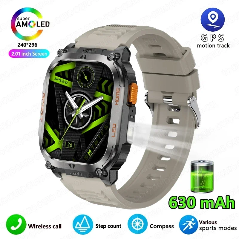 Smartwatch z wbudowanym GPS, wodoodporny IP68, bateria 630 mAh, kompas, barometryczny wysokościomierz, odtwarzanie muzyki Bluetooth, sterowanie głosowe AI, połączenia BT.: czarny