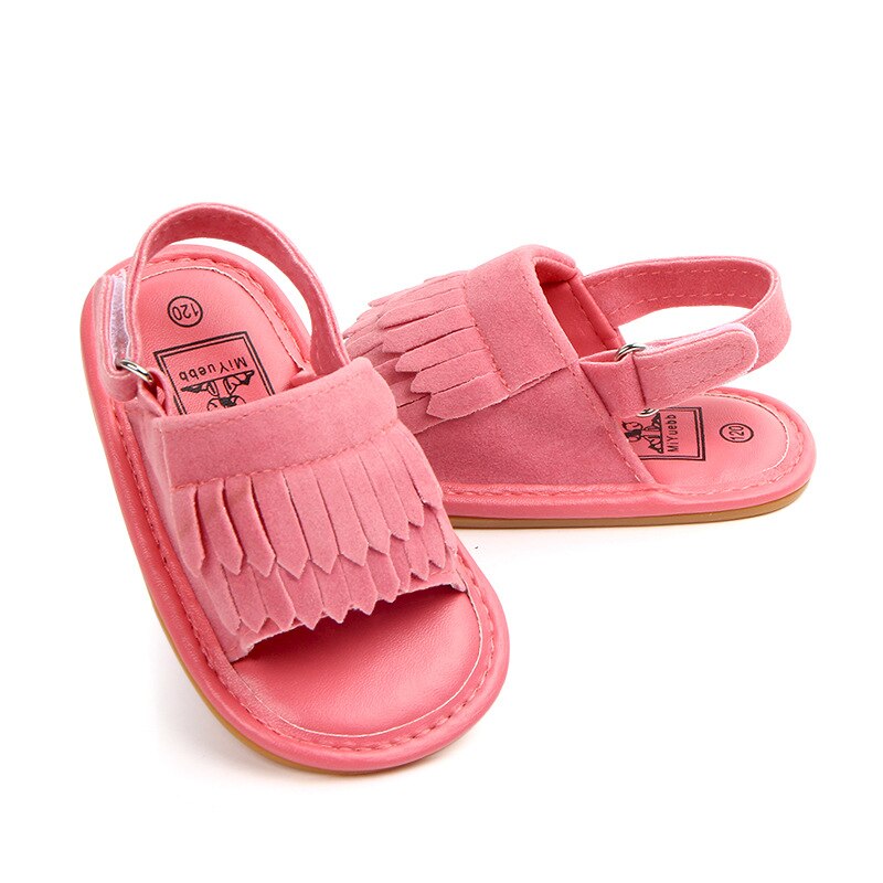 Sandales d'été en cuir suédé pour bébés filles, chaussures antidérapantes, plates, à semelle souple, pour nourrissons: Suede Pink / 0-6 mois