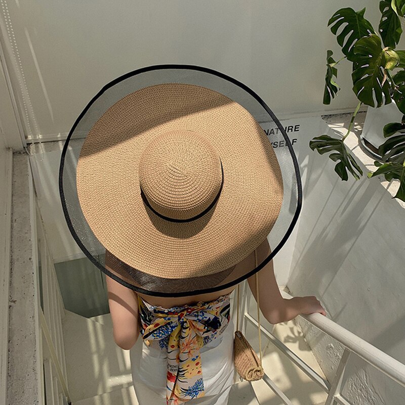 Kant Strand Hoed Dames Mode Dames Zomer Slijtvaste Uv-bescherming Opvouwbare Zonnehoed Zonnehoed Brede rand Strooien Hoed