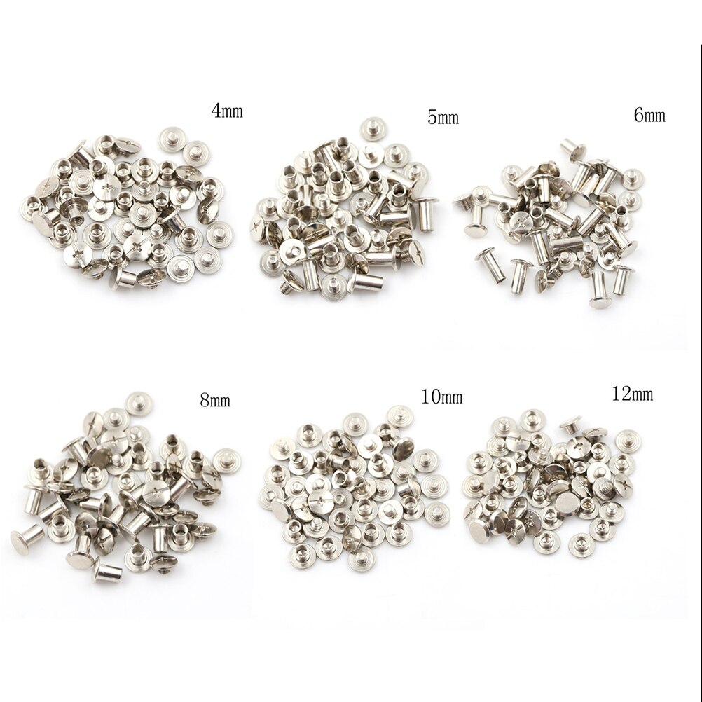 20 Teile/los Nickel Bindung Schrauben Nagel Nieten Für Tasche Teile Zubehör 5x6mm 6Sizest