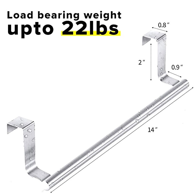 2 Pcs Stainless Steel Over Door Towel Rack, Bar Holders Fit For Cabinet Cupboard Doors To Hold Hand And Dish Towels