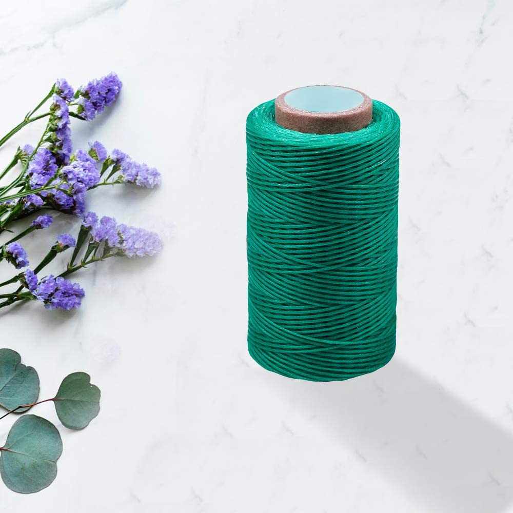 Imzay-hilo encerado para coser cuero, accesorio para encuadernación, práctico, largo, verde claro, 284 yardas