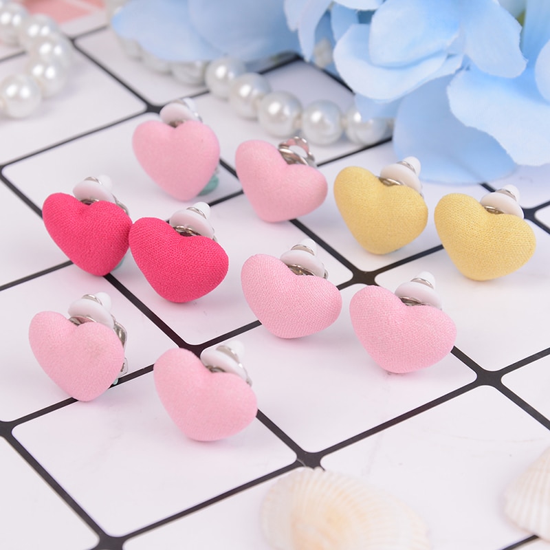 1 Paar Roze Hart En Star Bloemvorm Kinderen Oorbellen Mooie Oorbellen Voor Meisjes Zonder Oor Gat Clip Oorbellen