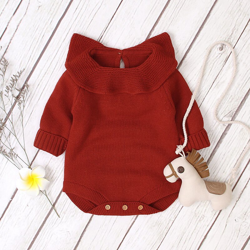 0-18M Newbron Kid Baby Trui Voor Meisje Herfst Winter Warm Gebreide Bodysuit Casual Plain Truien Leuke Ruches outfit: B / 12m