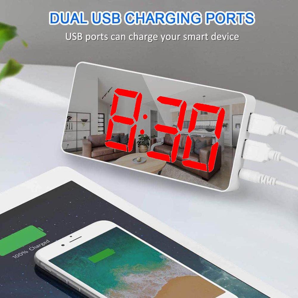 Led Digitale Bureauklok Elektronische Tafel Wekker Met Usb Laders Temperatuur Datum Display