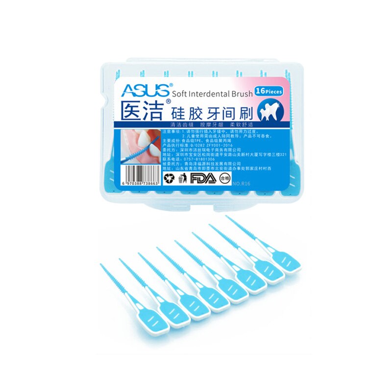 16pcs Adults Interdental Brushes Clean Between Teeth Floss Brushes Toothpick ToothBrush Dental Oral Care Tool Soft Silicone